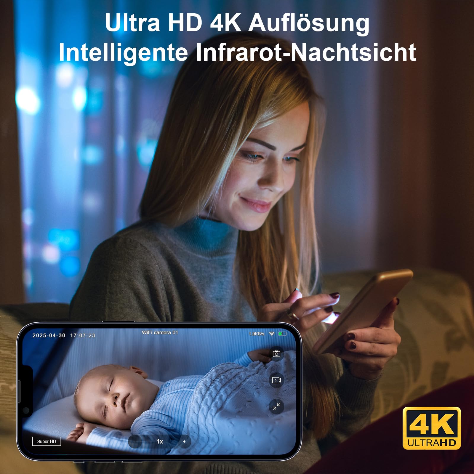 Mini Kamera, 4K HD WLAN Überwachungskamera Innen Für Live Übertragung Handy APP, WiFi Camera Nachtsichtkamera mit Bewegungsmelder/Lange Batterielaufzeit/Cloud-Speicherplat