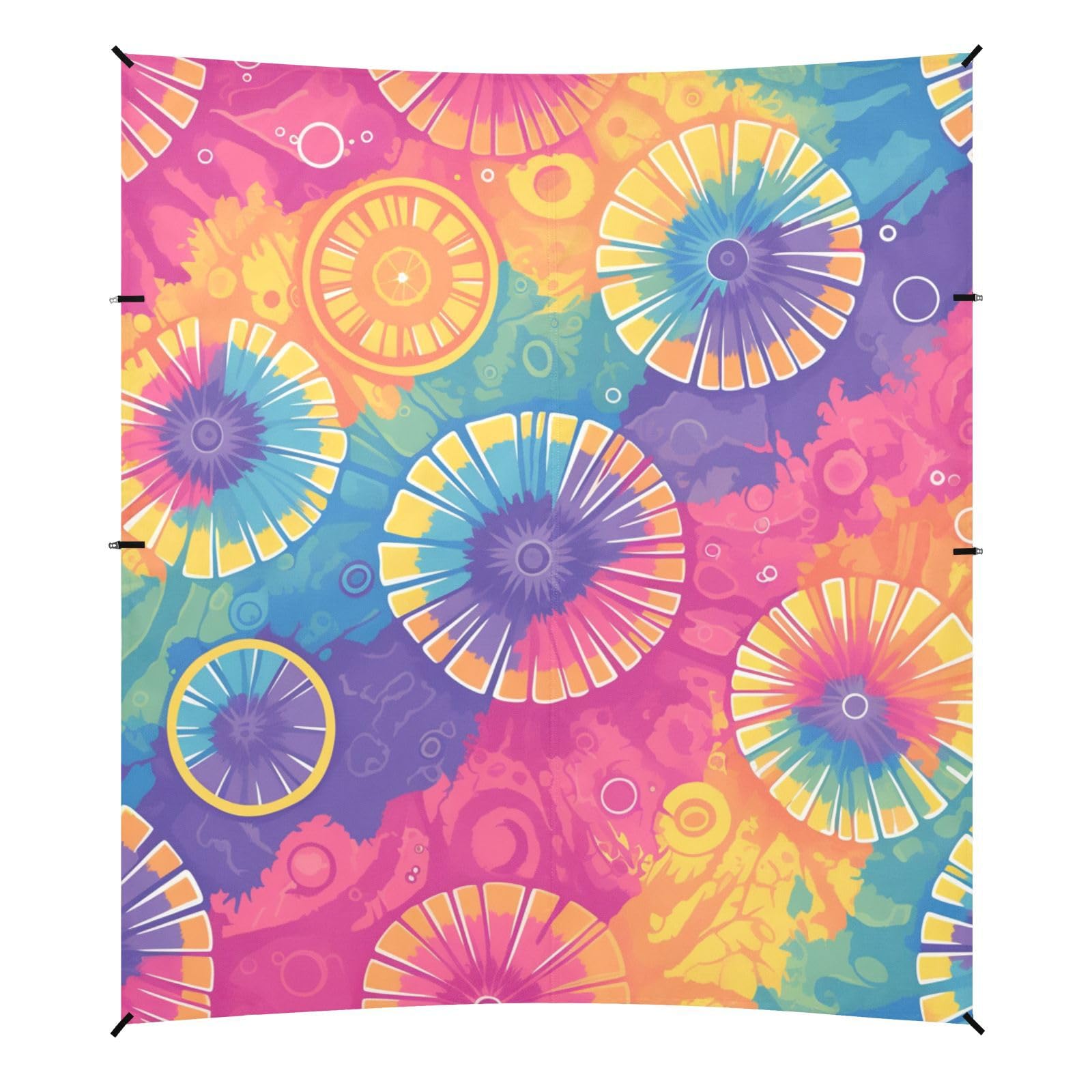 Darkorchid Tie Dye Background Rainbow Colors Tie-dye Pattern Beach Tent UPF50 Easy Setup Shade Sun Shelter with Sandbags & Sand Shovel for Camping, Picnics, Backyard & Fishing