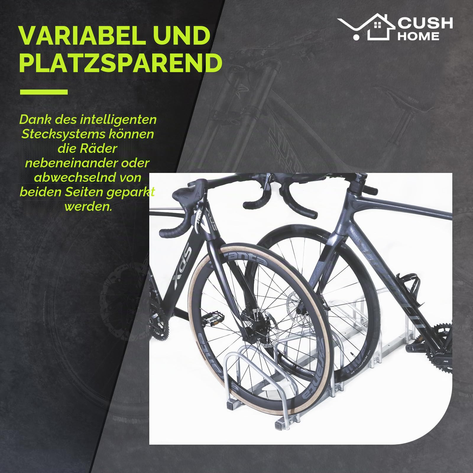 CCLIFE Fahrradständer Boden für 6 Fahrräder, 160 x 32 x 26 cm