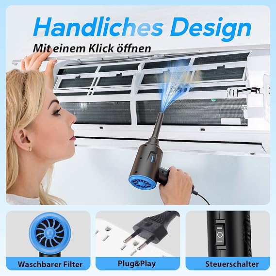 Elektrische Staubgebläse - 500W Druckluft - 5.74 oz Compressed Air - PC Reinigungsset für Laptop - Tastatur - Auto - Bürogeräte