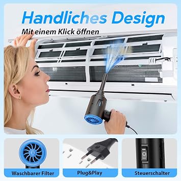 Elektrische Staubgebläse - 500W Druckluft - 5.74 oz Compressed Air - PC Reinigungsset für Laptop - Tastatur - Auto - Bürogeräte