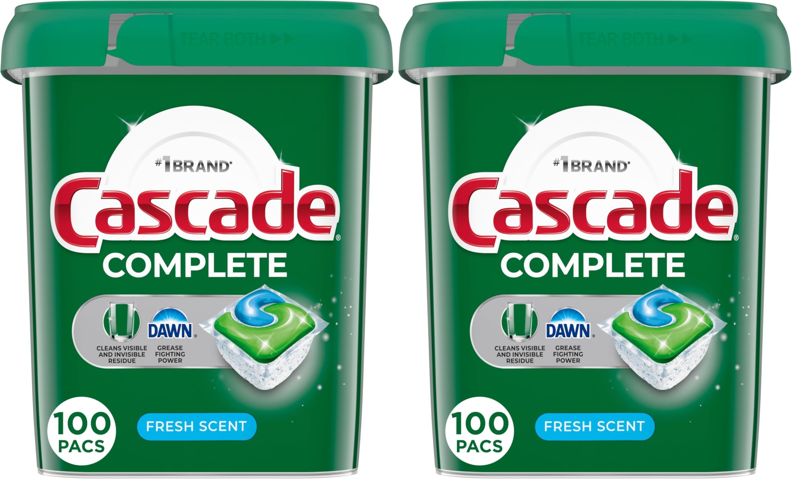 Cascade Complete Dishwasher Pods, Dishwasher Detergent, Dish Detergent Tab Tablets, Fresh,(Packaging May Vary), 100 Count (Pack of 2)