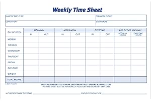 Adams Carbonless Time Sheet, Designed for Precise Time Tracking