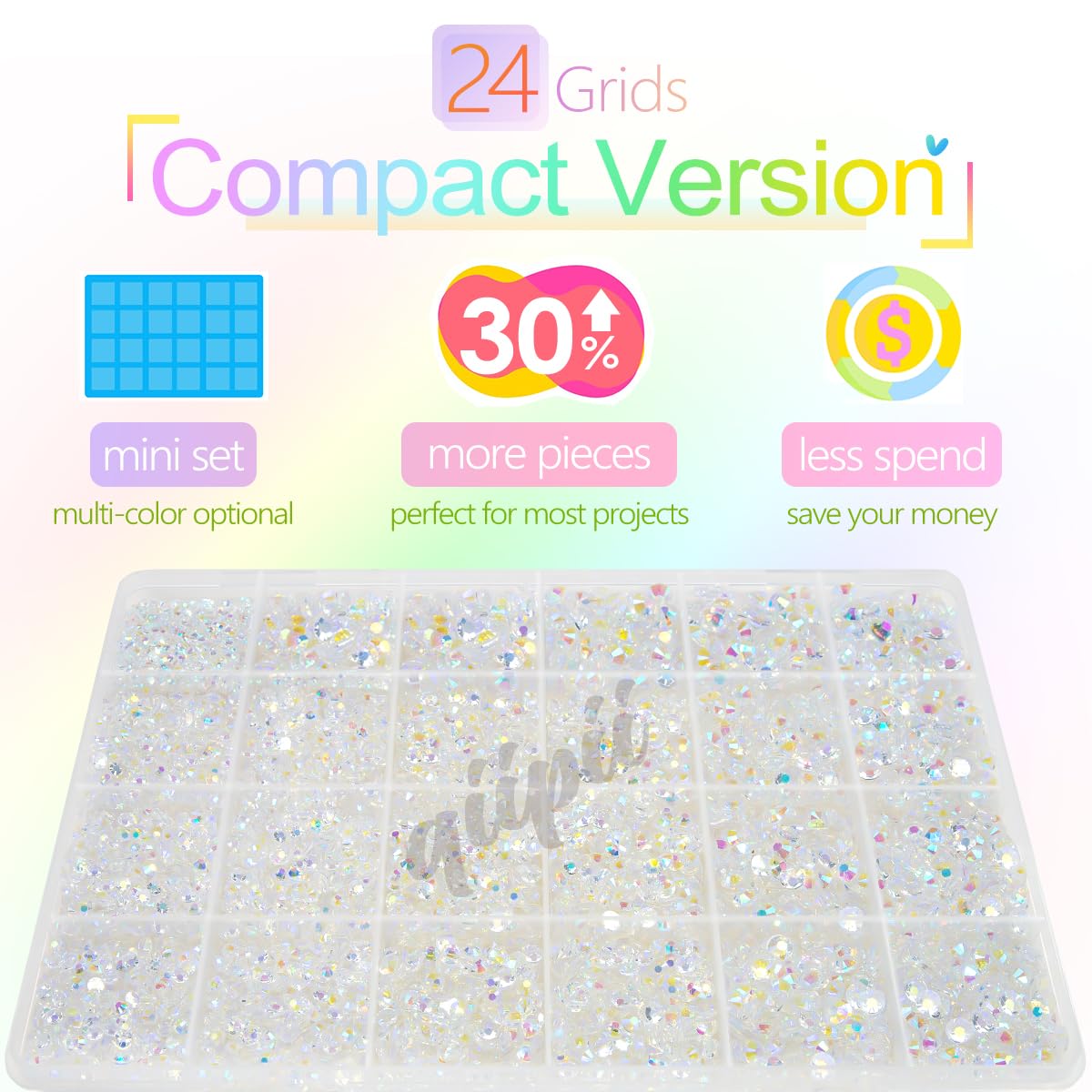 qiipii Transparent AB Resin Rhinestones w B7000 Jewelry Glue for Bedazzling Crafting 2mm-6mm Clear AB Flatback Jelly Stones Diamonds Gems Charms for Nails Face Eyes Makeup Tumblers Bottles DIY Crafts Product Image 3
