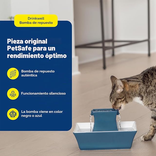 Foto 2 de 8 de PetSafe Bomba de repuesto para fuente de agua 360 y cerámica para perros y gatos, color negro