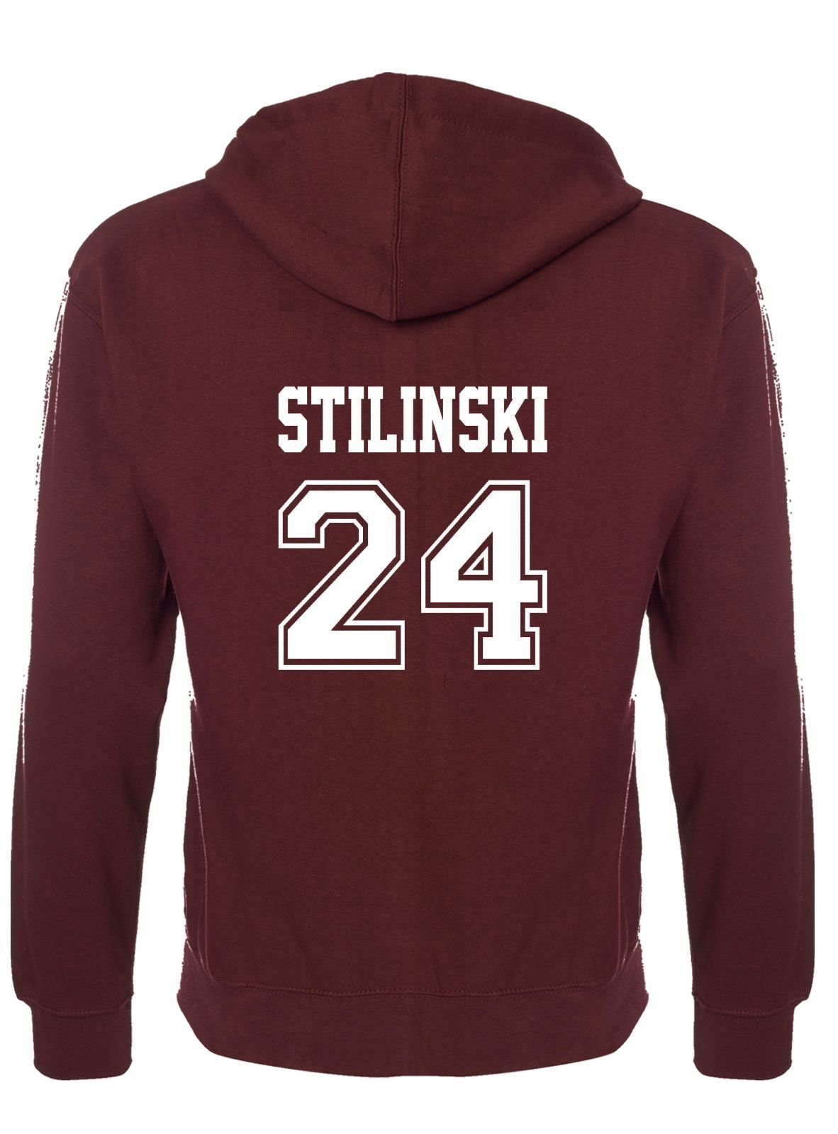 Beacon Hills Stilinski Lahey McCall Lacrosse Hoodie - Teen Wolf hooded Sweatshirt Sports Burgundy Colour (Large, Stilinski 24)