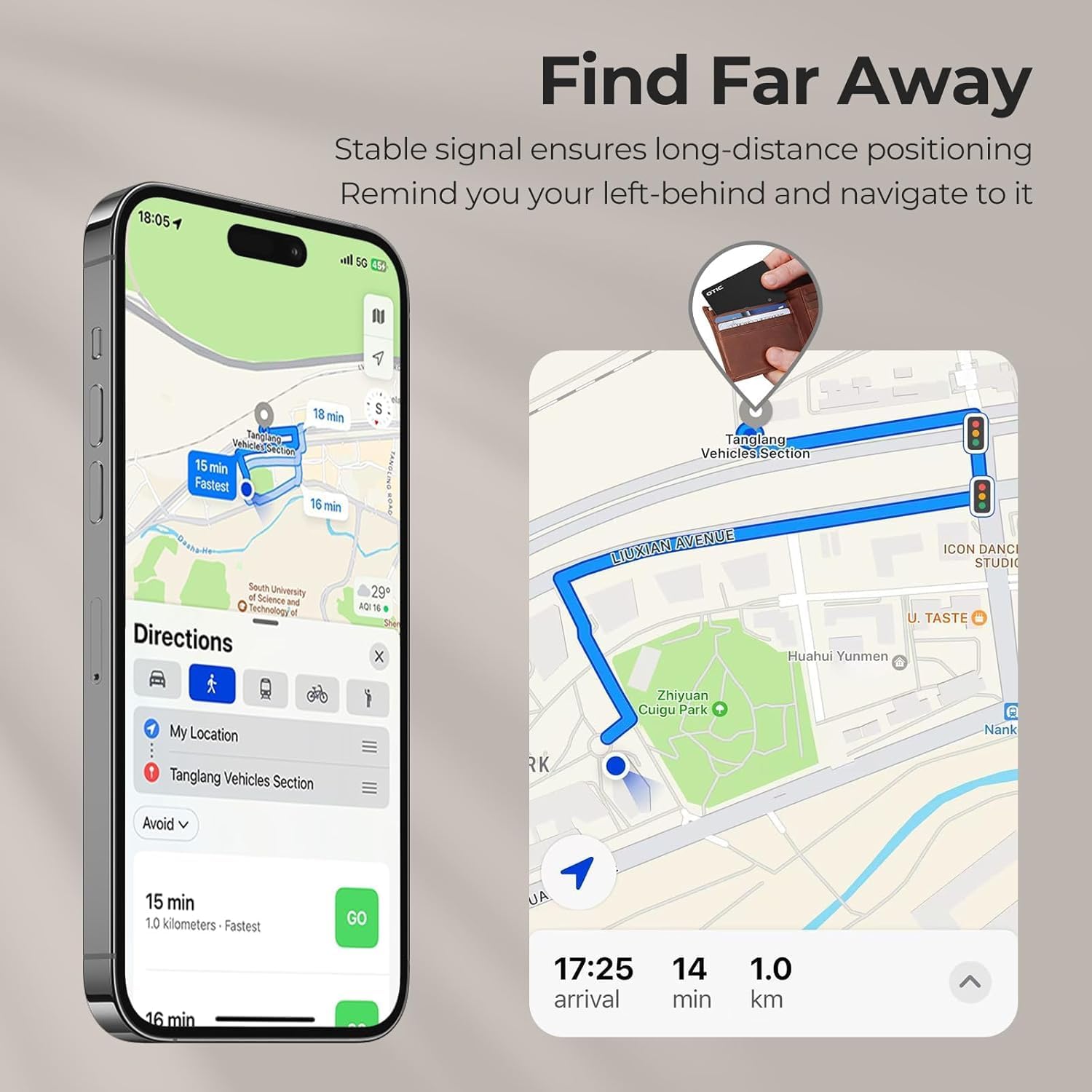 OTIC Wallet Tracker Card, Ultra-Thin 1.7MM Rechargeable Finder, Works with Apple Find My (iOS Only), Item Locator for Luggage Tags, Passports, Phone, IP67 Waterproof, (2-Pack)