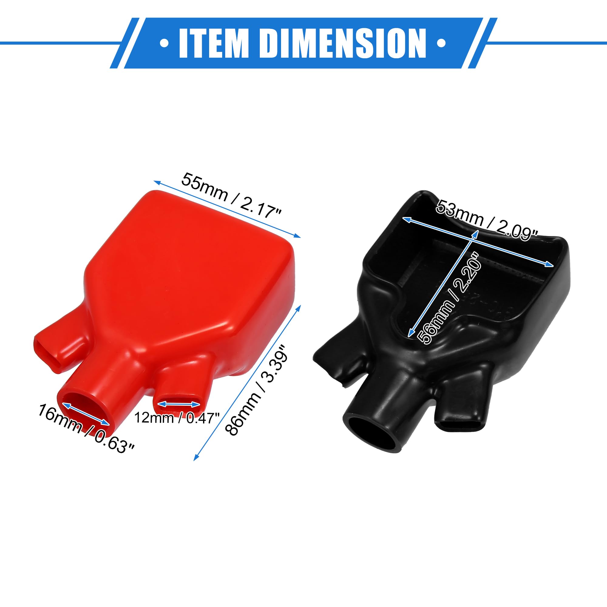 VekAuto Battery Terminal Insulation Covers 1 Pair - 16mm 12mm ID PVC Red Black Post Caps For Car Truck Motorcycle - View #4
