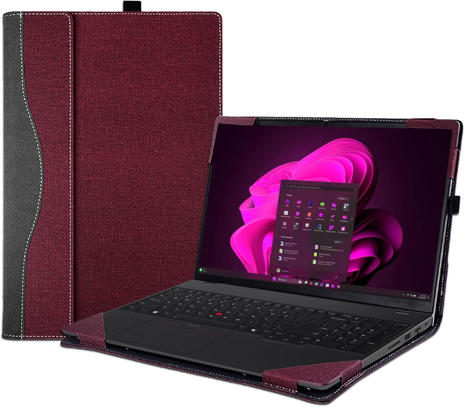 16 inch Laptop Case Cover for Lenovo ThinkPad T16 Gen4 /Gen3 &for ThinkPad P16s Gen 4 Sleeve,PU Leather Notebook PC Protective Bag with Pen Holder (Wine red)