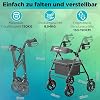 Rollator Faltbar und Leicht mit Sitz Leichtgewicht-Reiserollator aus StahlRollator Schmal für WohnungGehhilfe für Senioren mit Aufbewahrungsta5-Fach Höhenverstellbar150kg Gewichtskapazität