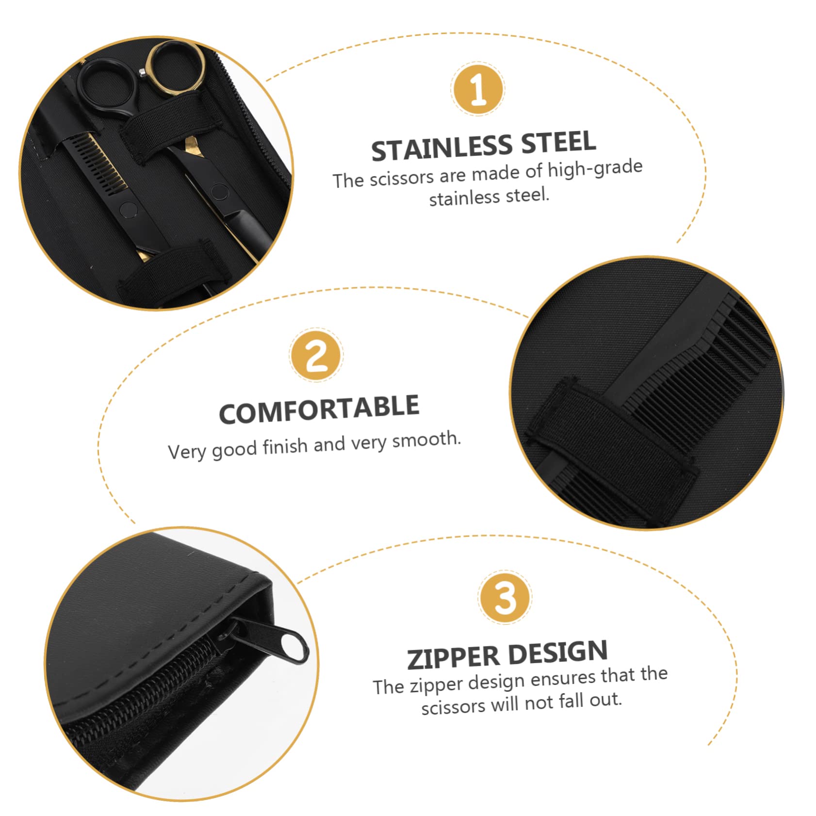 Mikinona Kit de Tijeras para Peluquería en Acero Inoxidable con Acabado Liso y Diseño Negro, Herramienta Profesional para Cortar y Peinar el Cabello en Casa o Salón
