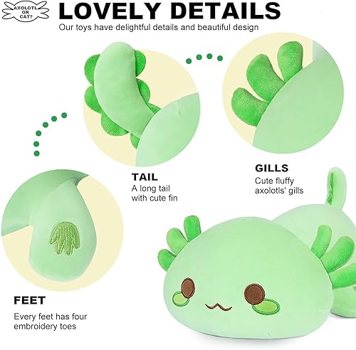 Miniatura 3 de Onsoyours Lindo peluche de ajolote, suave almohada de peluche de salamandra, juguete de peluche Kawaii para niños (Ajolote Grreen, 19 pulgadas)