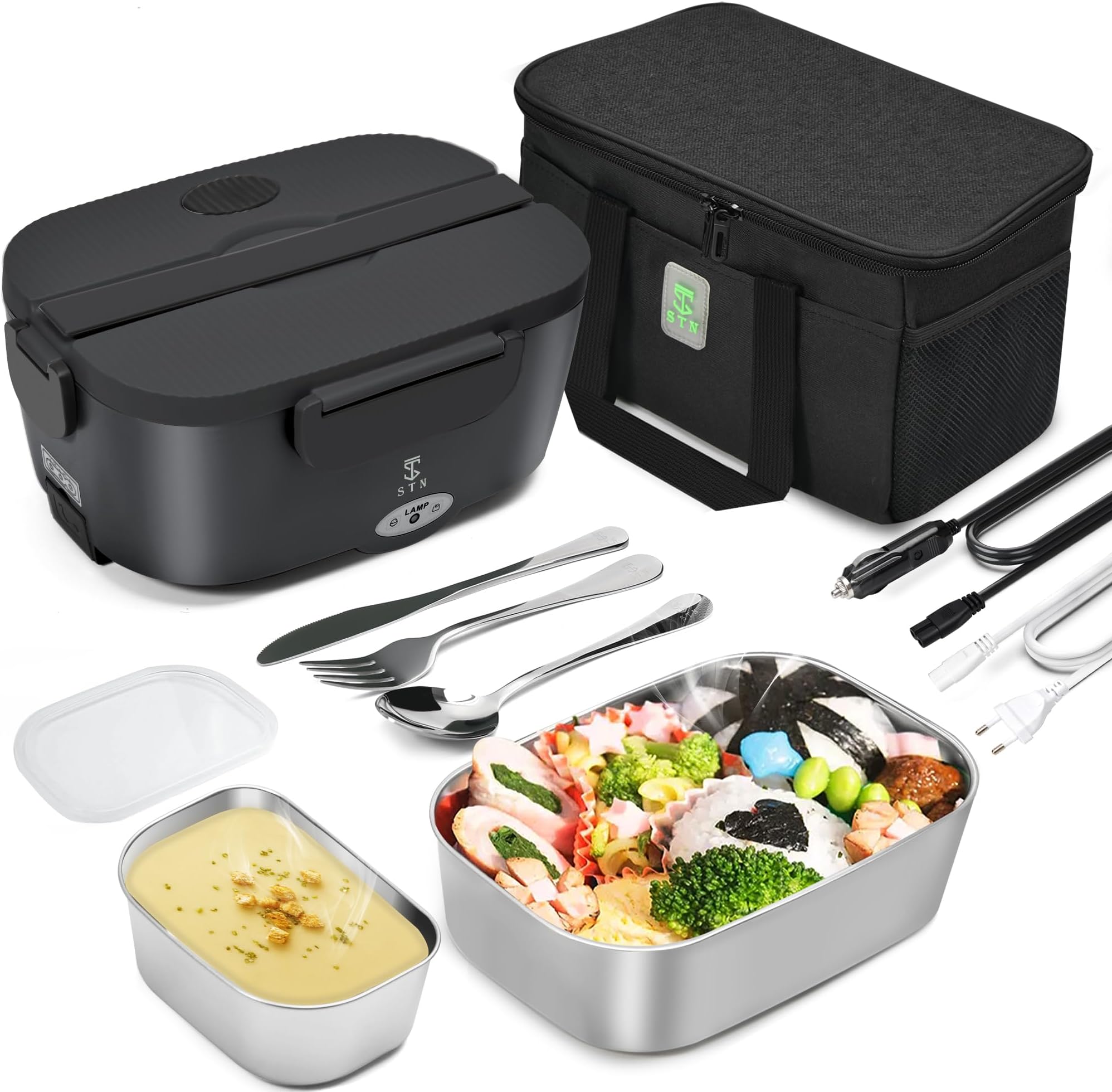 Boîte à Lunch Chauffante AUTOPkio 1.8L 80W - 12V/24V/220V - Sac Isotherme Inclus - Pour Voiture, Camion, Bureau