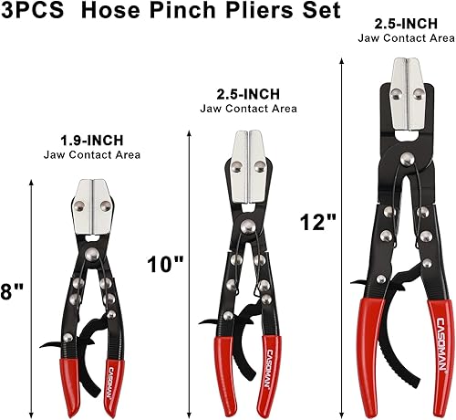 Miniatura 8 de CASOMAN Juego de 3 alicates azules para manguera, alicates de bloqueo para mangueras automotrices, líneas de radiador, líneas de combustible, líneas