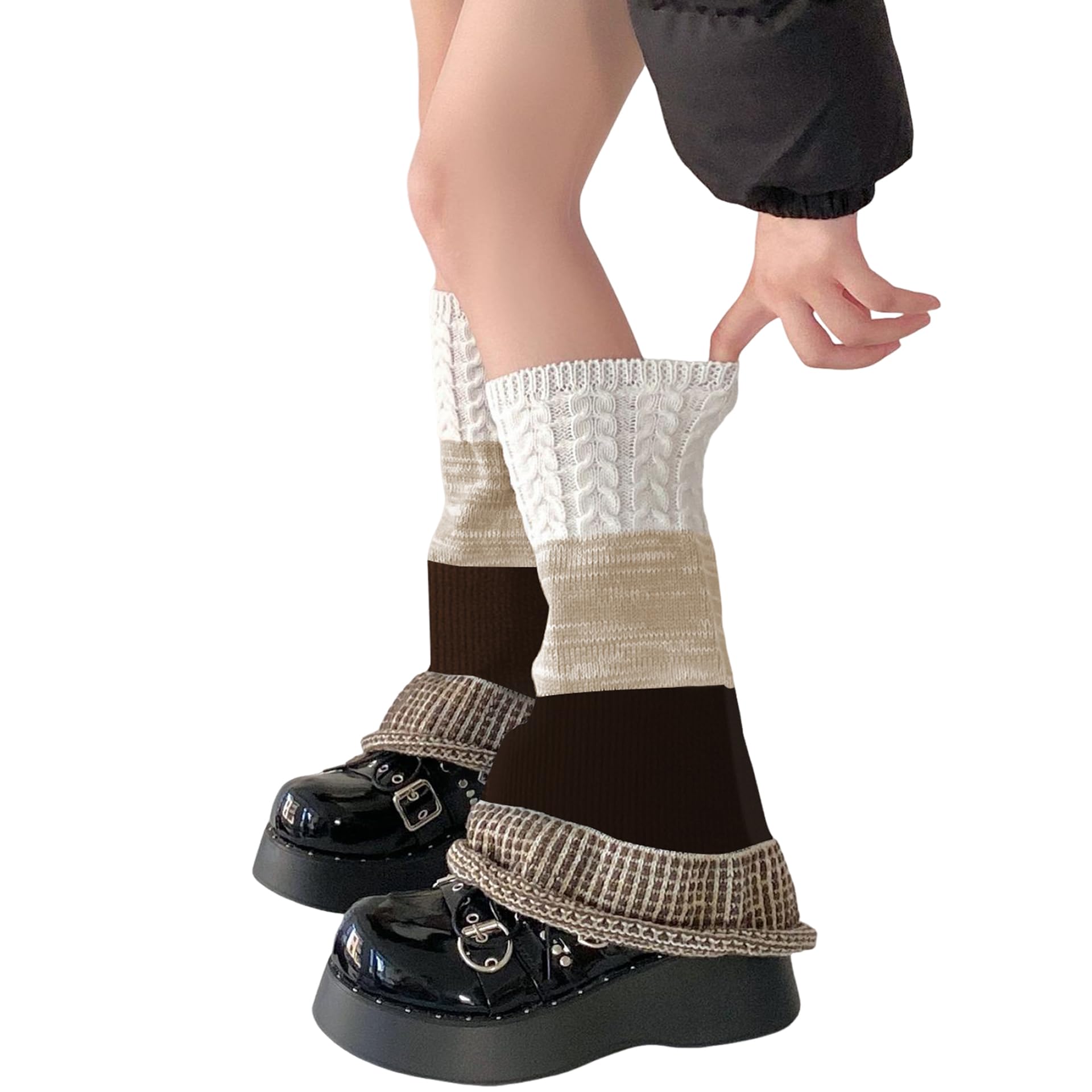SherryDC Womens Y2k Knit Leg Warmers Harajuku Japanese Long Boot Socks Kawaii Lolita Winter Leg Cover
