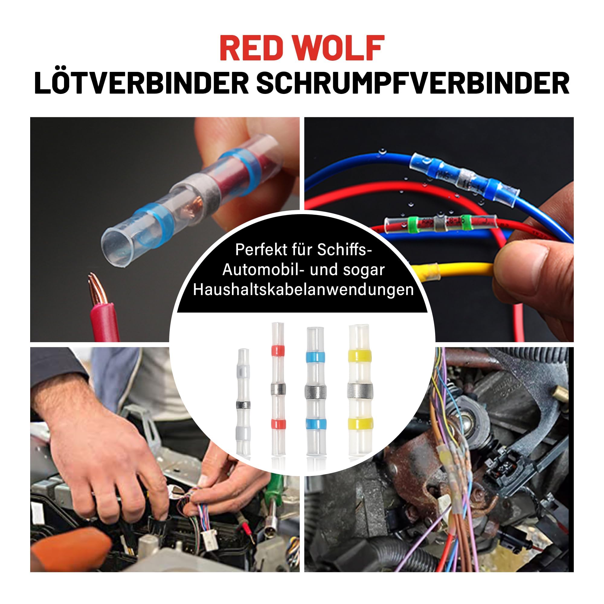 RED WOLF Lötverbinder Schrumpfverbinder 250 Stück Schrumpfschweißen Stoßverbinder Für Automotive Marine Home Wasserdicht Geschweißte Connector Kit Solder Seal Wire Connectors