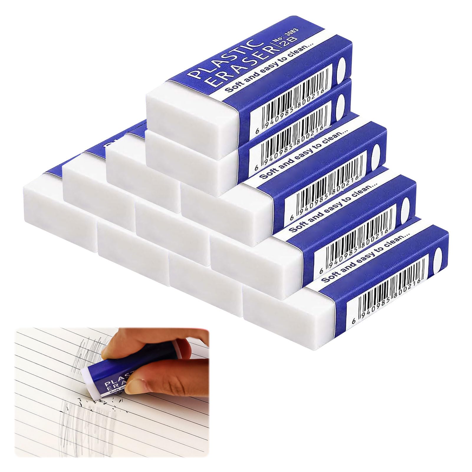 Rubber Eraser,10 PCS White Rubbers Erasers for Kids,Plastic Pencil Eraser,Multipack Rubber,White Pencil Rubber Eraser for School, Office, Kids, Adults and Drawing