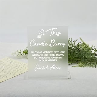 This Candle Burns in Loving Memory Sign,Modern in Memory Sign,Forever in Our Hearts,Wedding Remembrance Sign,Memorial Sign Wedding,Gift for Special Event Celebration Party Table Decoration Supplies.