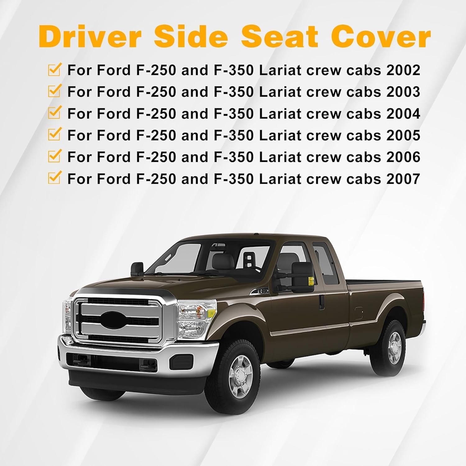 Driver Side Bottom Replacement Leather Seat Cover and Foam Cushion Tan Compatible with Ford F250 F350 Super Duty Lariat 2002 2003 2004 2005 2006 2007