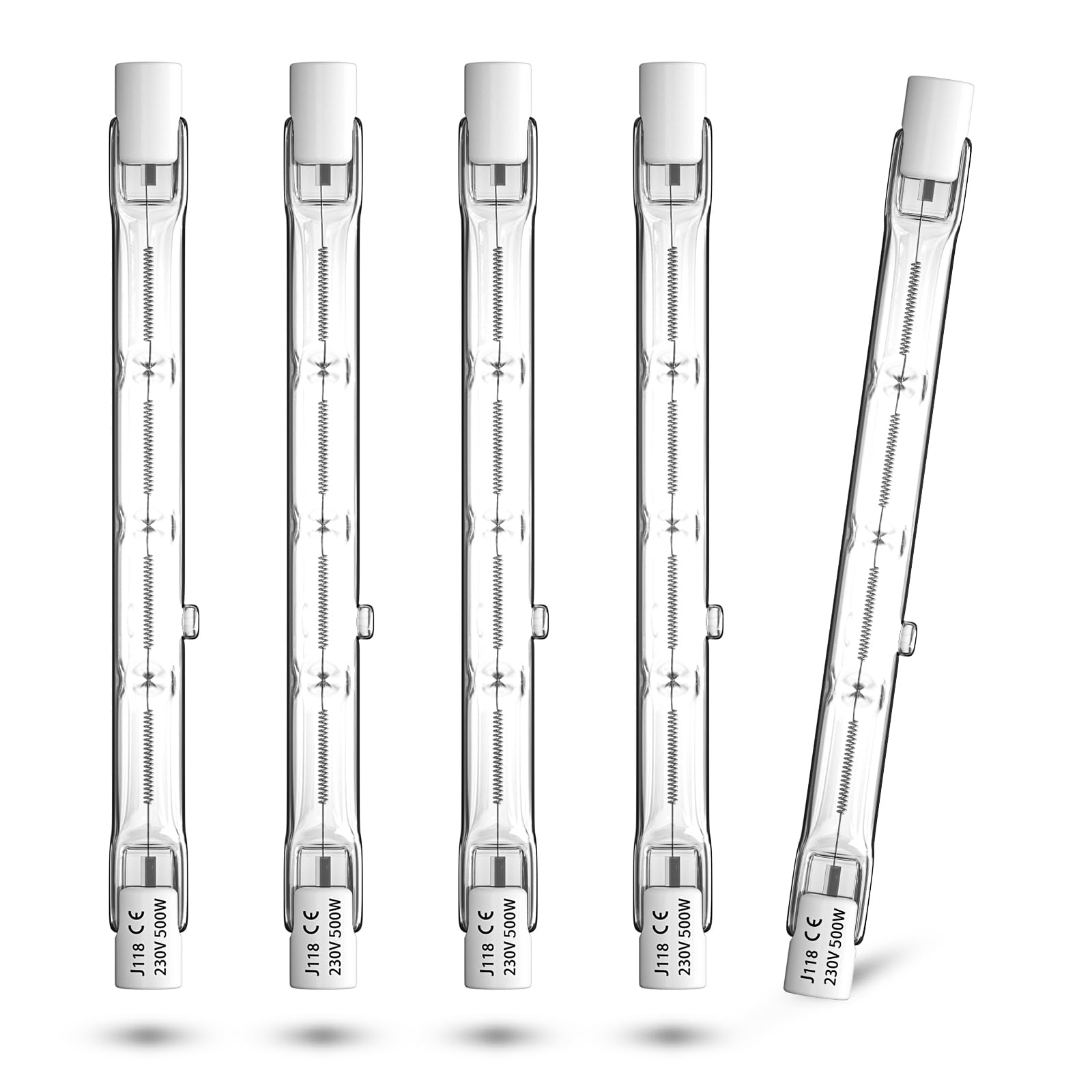 CucuGo R7S 118mm Halogen Leuchtmittel, 500W Halogenstab 118mm 11000LM, Dimmbar Warmweiß Baustrahler, J118 J Typ 2800K Halogenstablampe, AC 220-240V für Baustrahler, Arbeit Landschaftsbeleuchtung