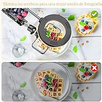 Vista 4 de Soporte de cámara superior con anillo de luz, brazo flexible articulado para teléfono compatible con iPhone, webcam Logitech, trípode de escritorio