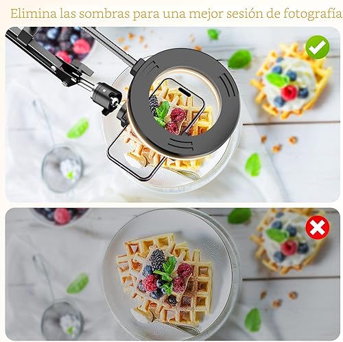 Miniatura 4 de Soporte de cámara superior con anillo de luz, brazo flexible articulado para teléfono compatible con iPhone, webcam Logitech, trípode de escritorio