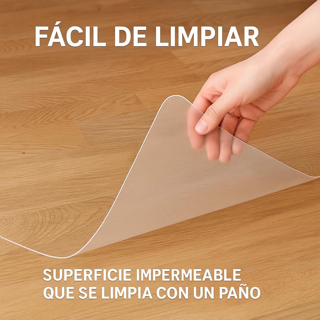Protector Suelo Silla Ruedas PVC Resistente (140cm x 100cm)– Protector Suelo Transparente Antideslizante 1mm – Alfombra Silla Escritorio Antiralladuras - Alfombra Silla Escritorio para Oficina y Hogar