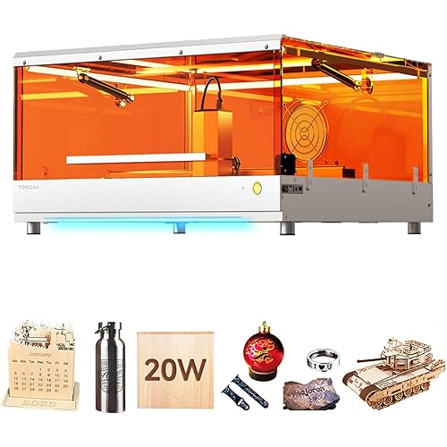 TOOCAA 20W Enclosed Laser Engraver Machine, No-Charge Software,22" x 22" Bed Size,Laser Cutter and Lazer Engraving Machines for Tumblers Wood Metal Acrylic