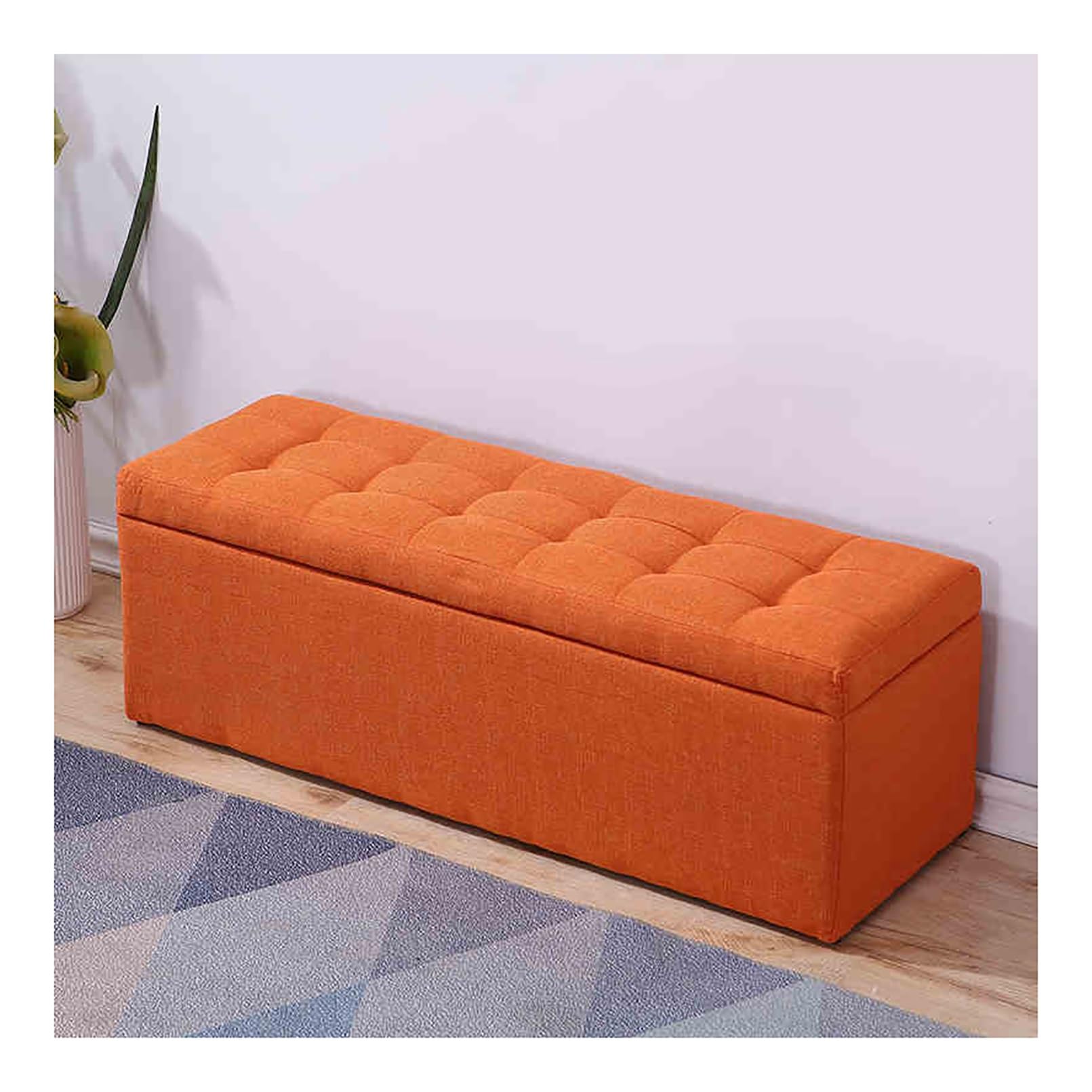 LWJSOCP Storage Bench with Upholstered Seat Ottoman Shoe Storage Living Room Bench Hallway Storage Bedroom Chest Bed Bench (Orange 110x40x40cm)
