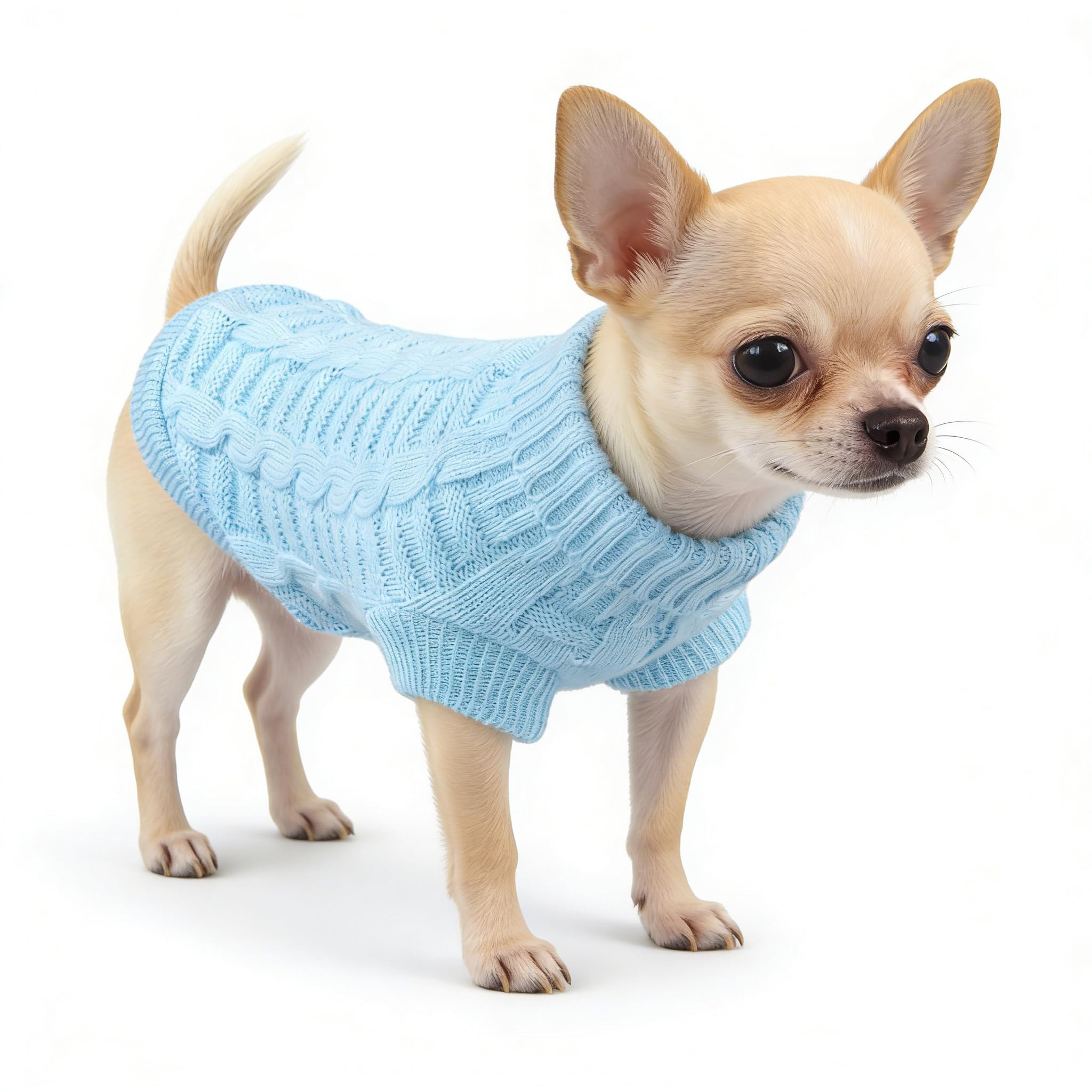 Small Dog Sweater Pullover Puppy Sweaters for Small Dogs Girl, Cats Dog Outfits Clothes Winter Warm Soft Knitwear, Cat Sweater Dachshund Yorkie Doggy Chihuahua Clothes (Blue)