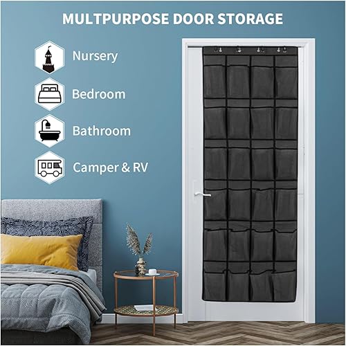 Miniatura 7 de Organizador de zapatos sobre la puerta, 24 bolsillos extra grandes, zapatero para colgar en la puerta, organizador de zapatos, organizador de