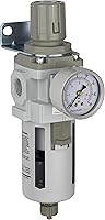 PneumaticPlus SAW400-N04BG Air Filter Regulator Combo 1/2" NPT Piggyback - Poly Bowl, Manual Drain, Gauge, Bracket for Clean Compressed Air