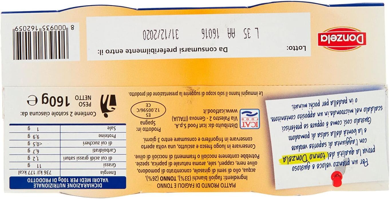 Italian Gourmet Donzela Fagioli e Tonno, Weiße Bohnen mit Thunfisch, 26% Thunfisch, 12 x 2 x 160 g+ Italian Gourmet Polpa 400gr