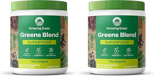Miniatura 30 de Amazing Grass Greens Blend Superfood - Polvo de vegetales con espirulina, alfalfa, raíz de remolacha, enzimas digestivas y probióticos, original