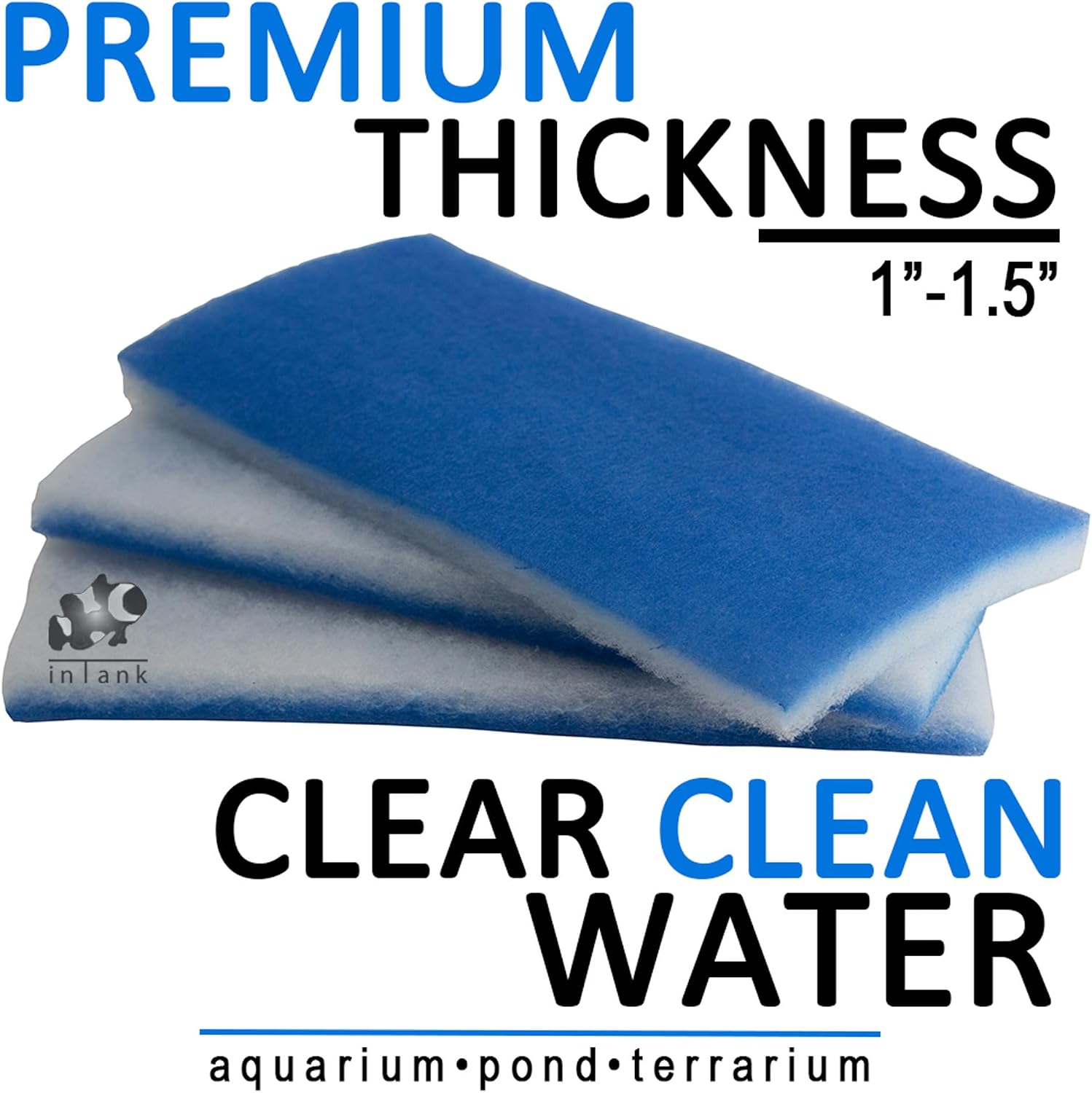 Five Star Filter Floss Premium 2 Inch Thick Aquarium Pond Filter Floss | Value Pack (3 Large Pads) 600 sqin | Double Bonded Poly Filter Pads | Easy Cut to fit | Clean Clear Water