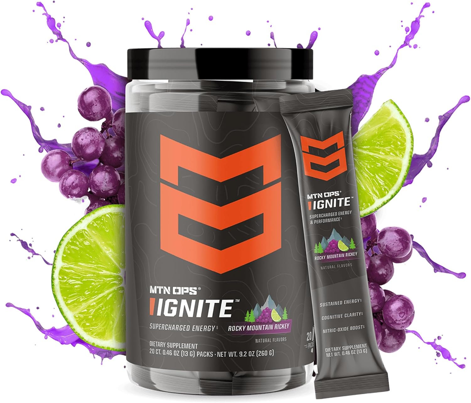 MTN OPS Ignite Trail Packs + Enduro Rocky Mountain Rickey Bundle, Portable Energy + Nitric Oxide Endurance Stack, 200mg Caffeine to-Go Packets + Stimulant-Free Performance image 2