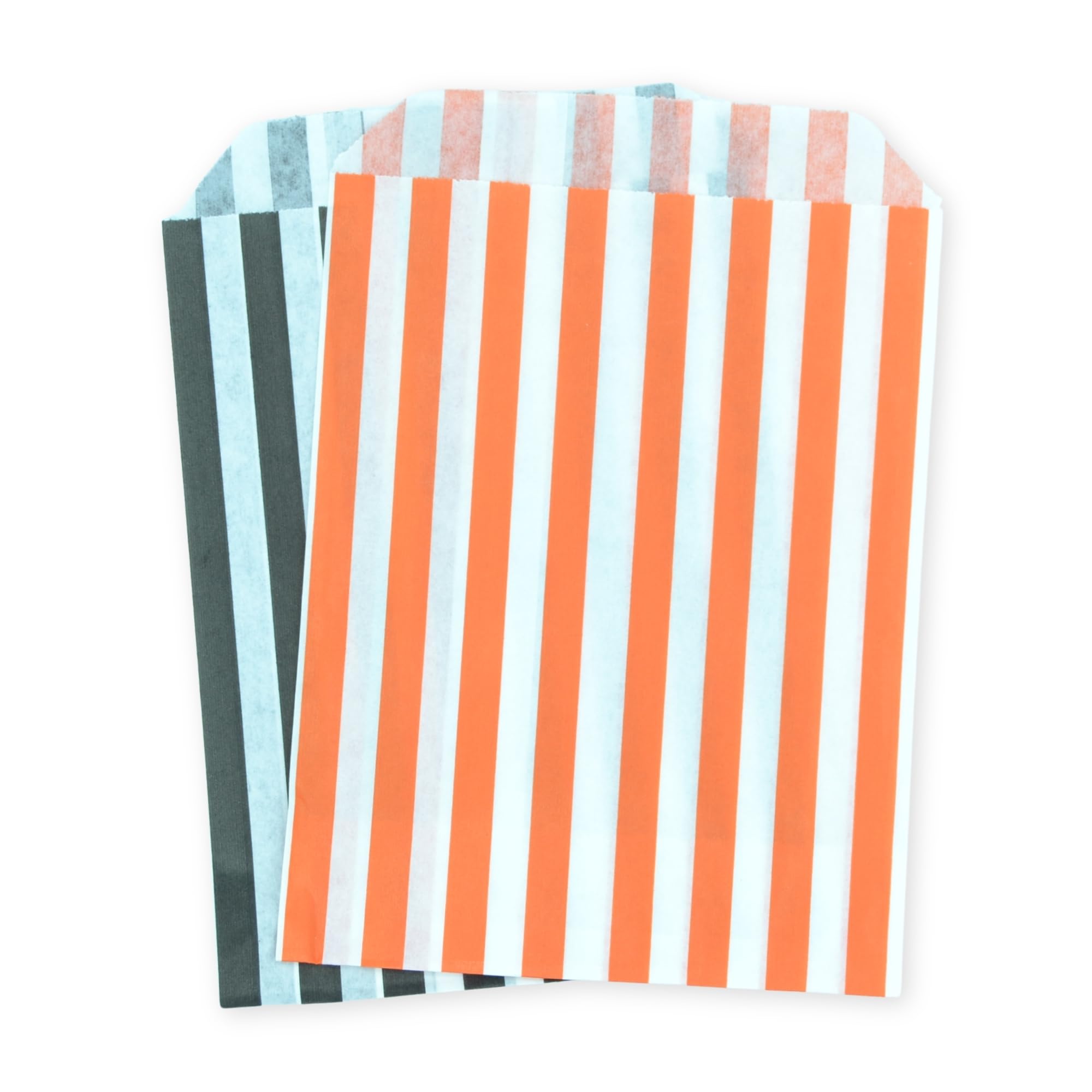 celloexpress 7" x 9" Black & Orange Striped Paper Sweet Bags - Classic Confectionery Gift Shop Goodie Party Bags (Pack of 500) โ image 1