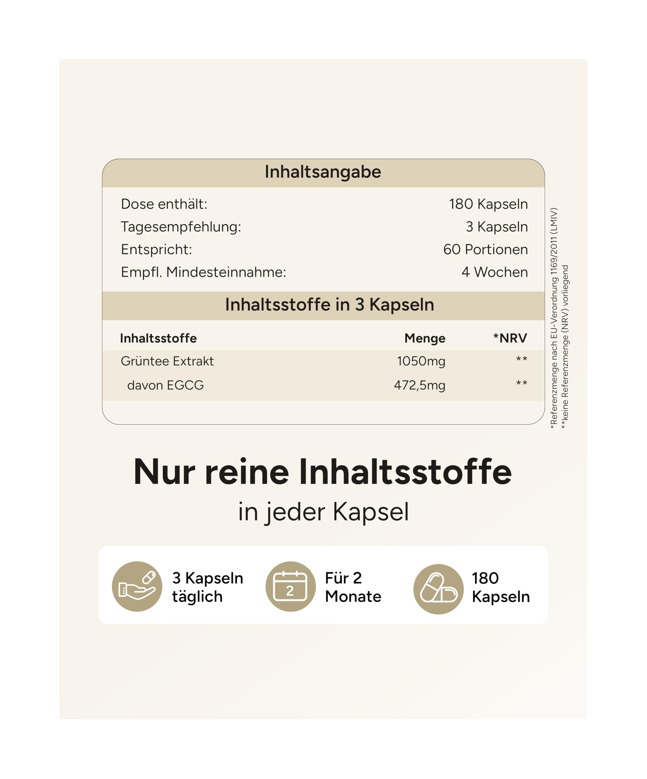 Grüner Tee Kapseln - 1050mg hochdosierter Grüntee Extrakt pro Tagesdosis - Superfood entkoffeiniert mit Epigallocatechingallat EGCG Kapseln hochdosiert aus Grüner Tee Extrakt - plantomol® Basics