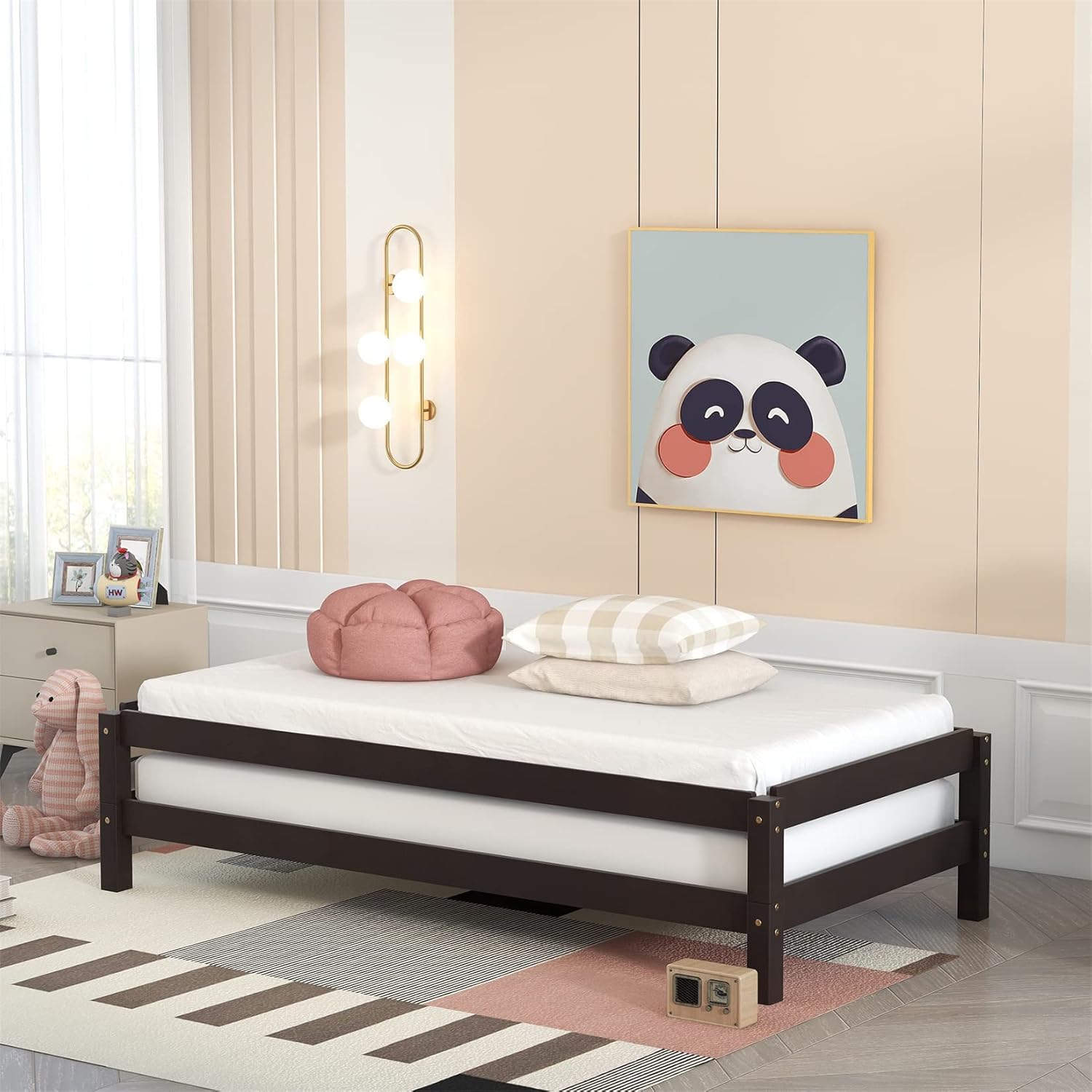 Bellemave Solid Platform Bed Twin Size Wood Stackable Twin