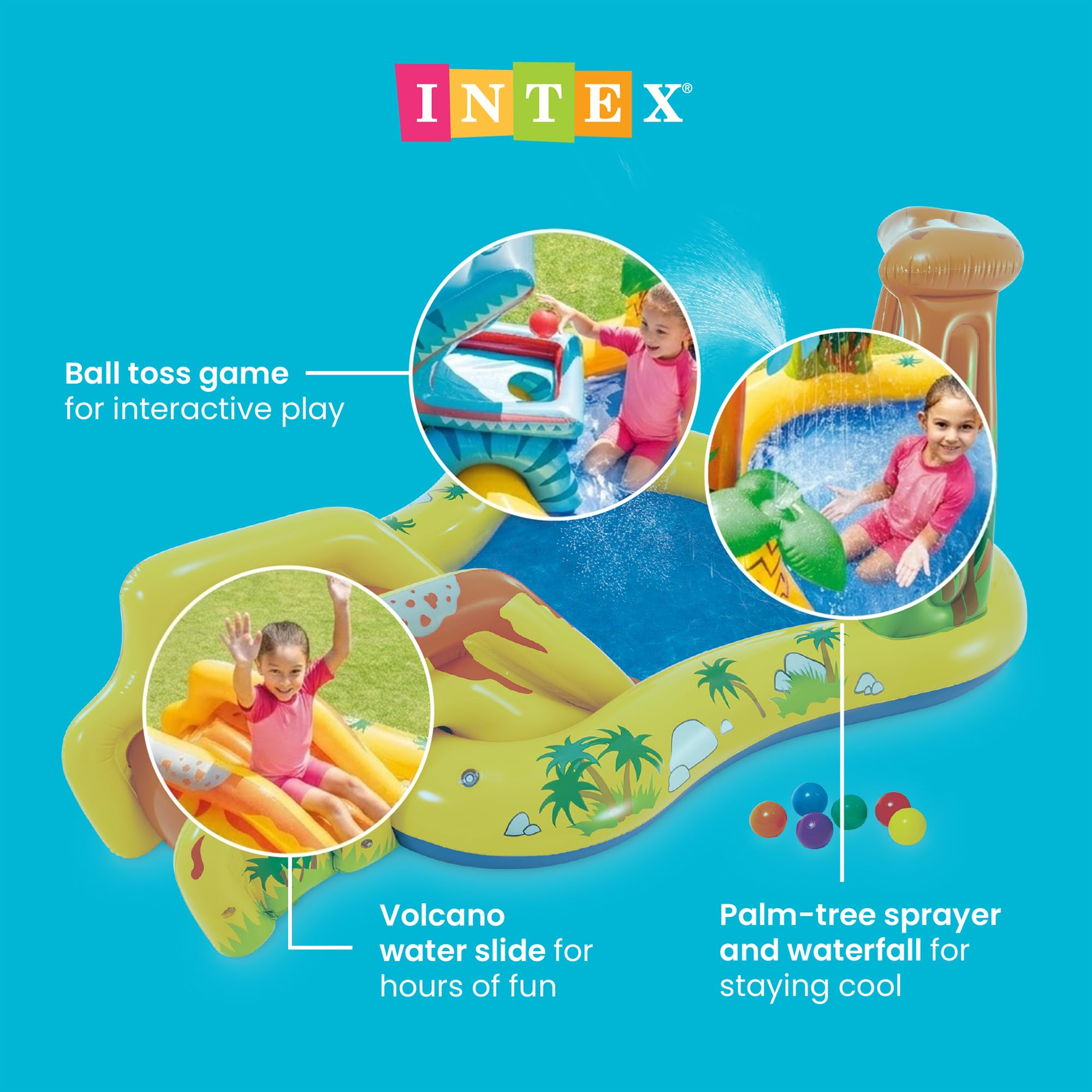 Intex 57444NP Aufblasbarer Play Center Dinosaurier Vinyl 249x191x109 cm