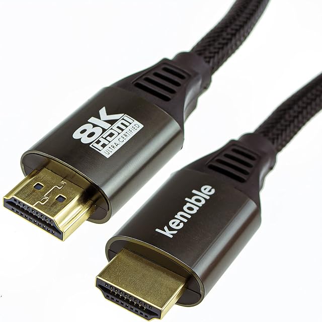 kenable Certified Ultra High Speed HDMI 2.1 Cable 8K@60/4K@120 48Gbps Metal Plugs 1m [1 metres]