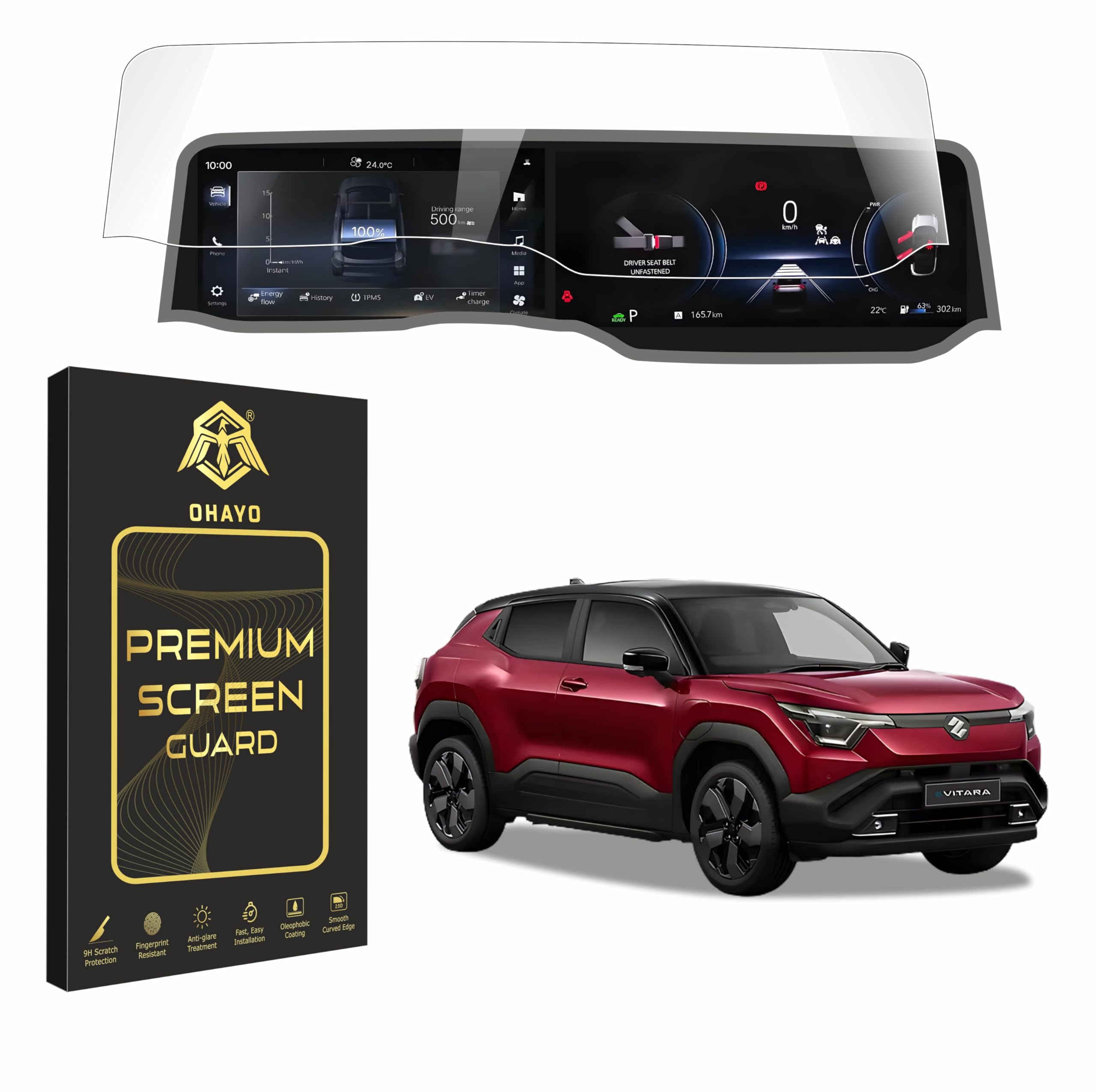 OHAYO Military Strength Screen Protector For Kia, Strong Protection, Full Screen Edge-to-Edge Cover, Scratch Resistant, Bubble-Free Install, Ultra HD Clarity,With installation kit (For MARUTI SUZUKI E VITARA 2025)-image-6