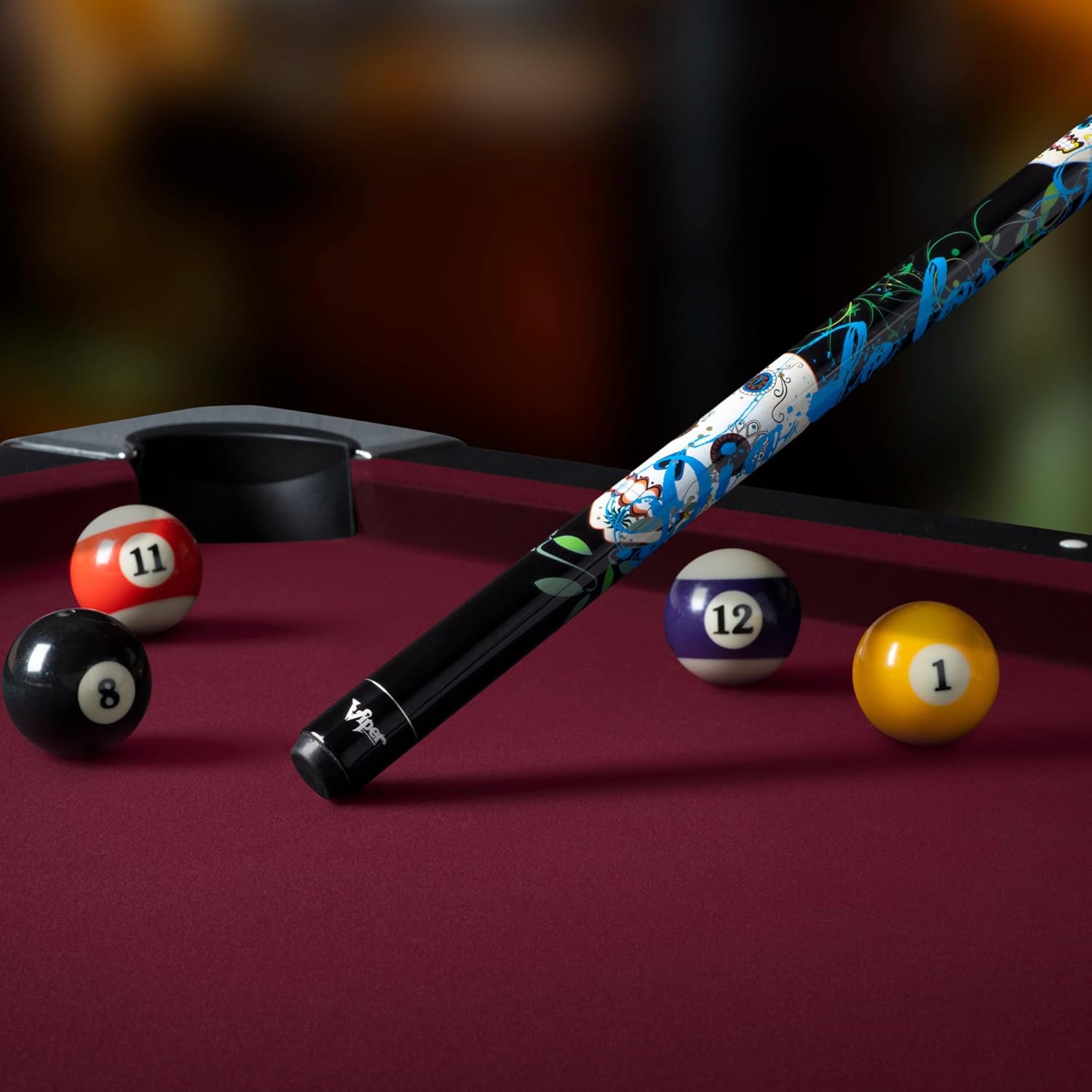 Viper Underground 58" 2-Piece Billiard/Pool Cue, Dia De Los Muertos