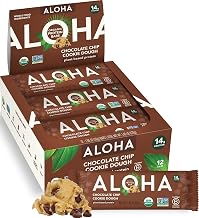 ALOHA Organic Plant Based Protein Bars | Chocolate Chip Cookie Dough, 12 Ct