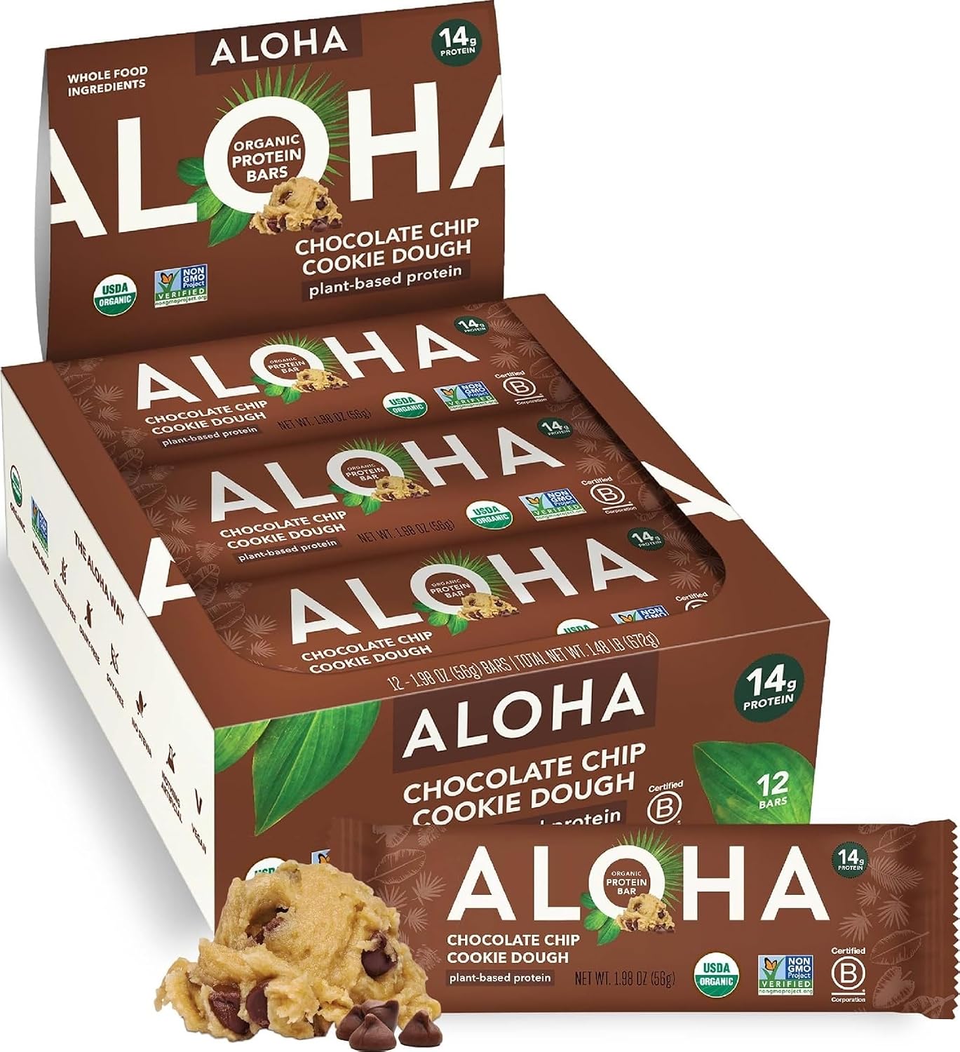 Select Accts: 12-Ct 1.98-Oz Aloha Plant-Based Protein Bars (Choc Chip Cookie Dough) $14.30 w/ S&S