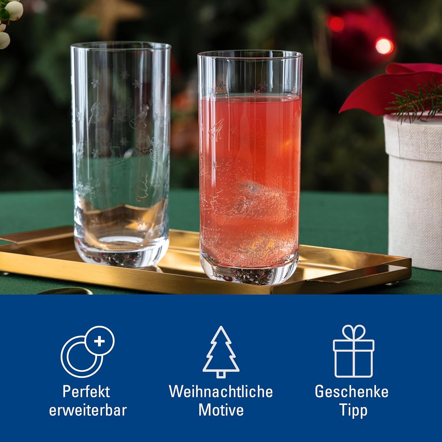 Villeroy & Boch – Toy's Delight Longdrink-Glas Set 6-teilig Klar, Spülmaschinenfest, Gläser Weihnachten Toys, Gläser Weihnachtsmotiv, Trinkgläser, Weihnachtsgläser, Cocktailgläser, Kristallglas