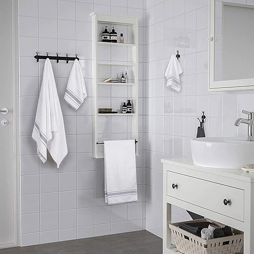 Vista 19 de Juego de toallas de baño, toalla blanca para baño, calidad de hotel y spa de lujo, 100% algodón. Incluye 2 toallas de baño grandes, 2 toallas