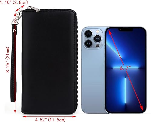 Miniatura 3 de UTO Cartera de cuero con cremallera alrededor de tarjetero organizador de pasaporte para damas con cartera de viaje con correa de muñeca