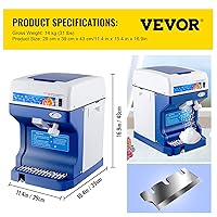 Vista 8 de VEVOR Máquina eléctrica de 110V para hielo raspado, máquina para hacer conos de nieve de 500W, de mesa con textura de hielo ajustable, máquina