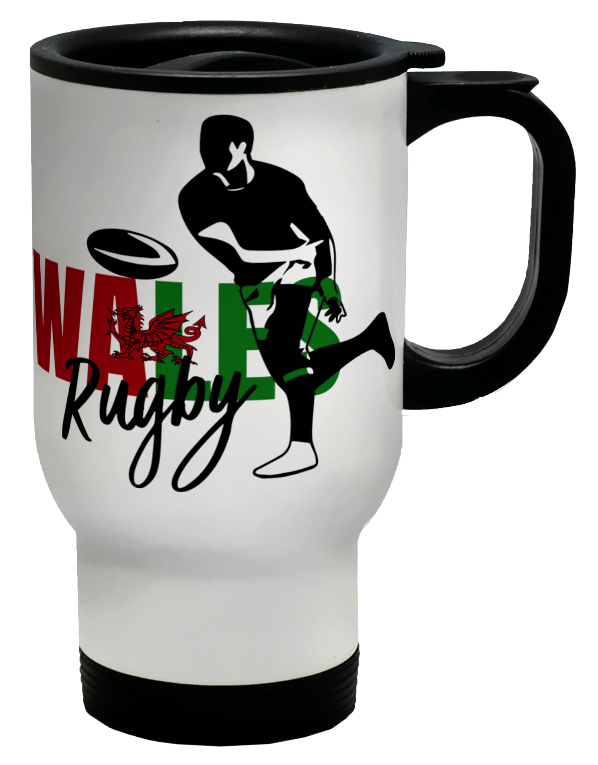 Shopagift Wales Rugby Travel Mug Supporters Fans World Cup Stainless Steel 14oz Cup